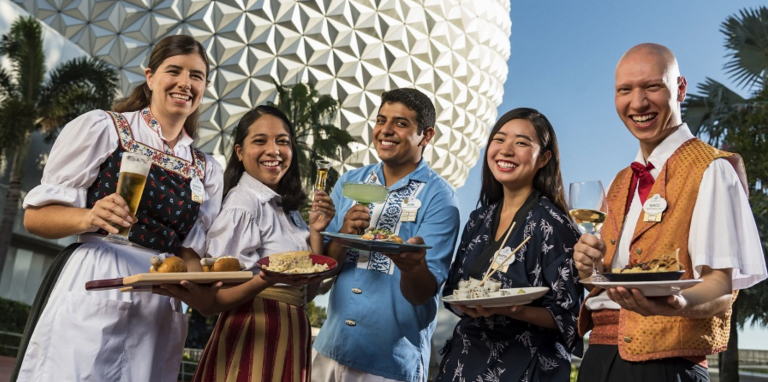 Epcot Discounts: image of staff serving food at Epcot International Food and Wine Festival.