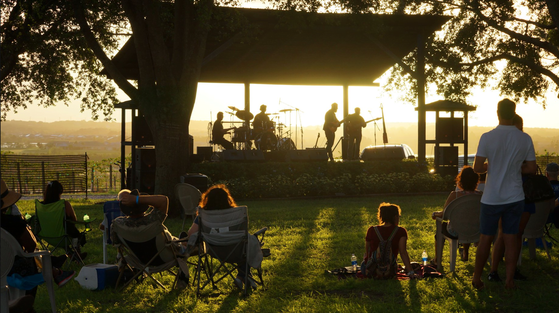 Orlando events: image of people listening to an outdoor concert at Lakeridge Winery