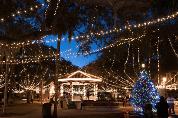 Orlando Christmas lights: image of St. Augustine Night of Lights which is worth the drive from Orlando