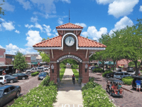 Date night ideas: image of downtown entrance with bike trails and brick lined streets in downtown Winter Garden