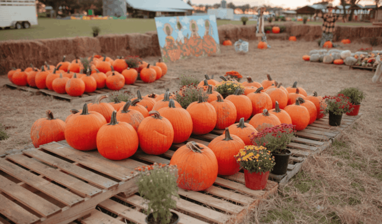 Pumpkin patches Orlando: image of pumpkins at Amber Brooke Farms in Eustis, Florida.