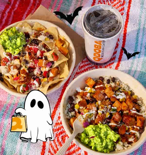 Enjoy buyonegetone free entrée at QDOBA Mexican Eats on Halloween