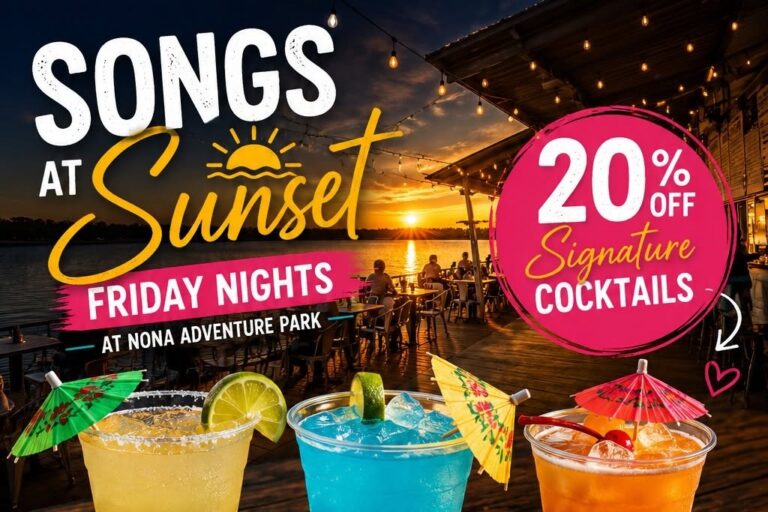 Free music at Nona Adventure Park: Songs at Sunset and Latin Nights
