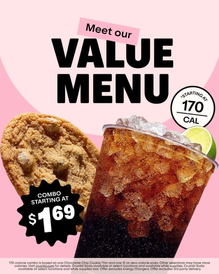 Crumbl cookies value menu